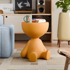 Bear Nightstand White Plastic Bedside Table with Lamp & Cup Holder – Cute Bear-Shaped Side Table, Easy Assembly, Compact Storage for Bedroom, Living Room & Small Spaces