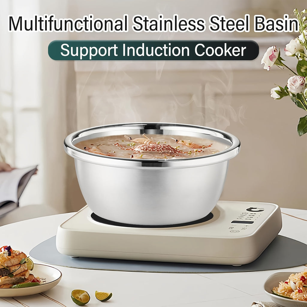 Stainless Steel Colander & Mixing Bowl Set – 304 Food-Grade Stackable Strainer Bowl for Washing Vegetables, Fruit & Rice, Dishwasher Safe Kitchen Colander, 7.09" or 11.02" Bowl + Sieve