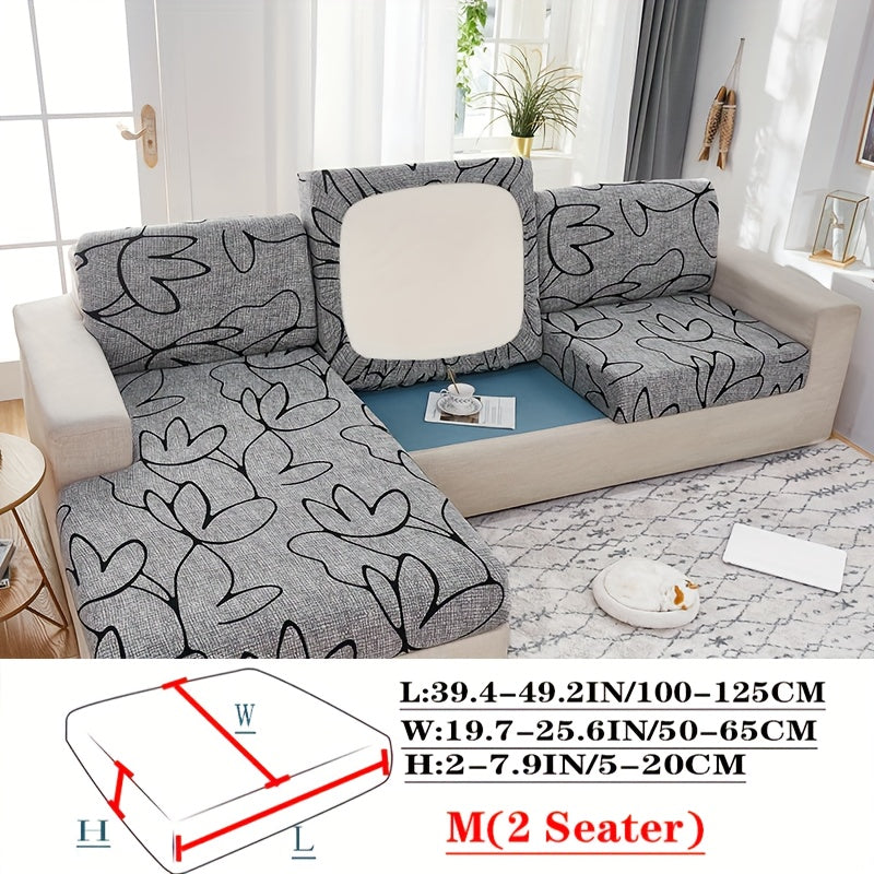 Floral Pattern Sofa Cover Breathable Soft Machine Washable All Season Light Grey Fits 1 to 4 Seater Chaise Longue and Backrest Options