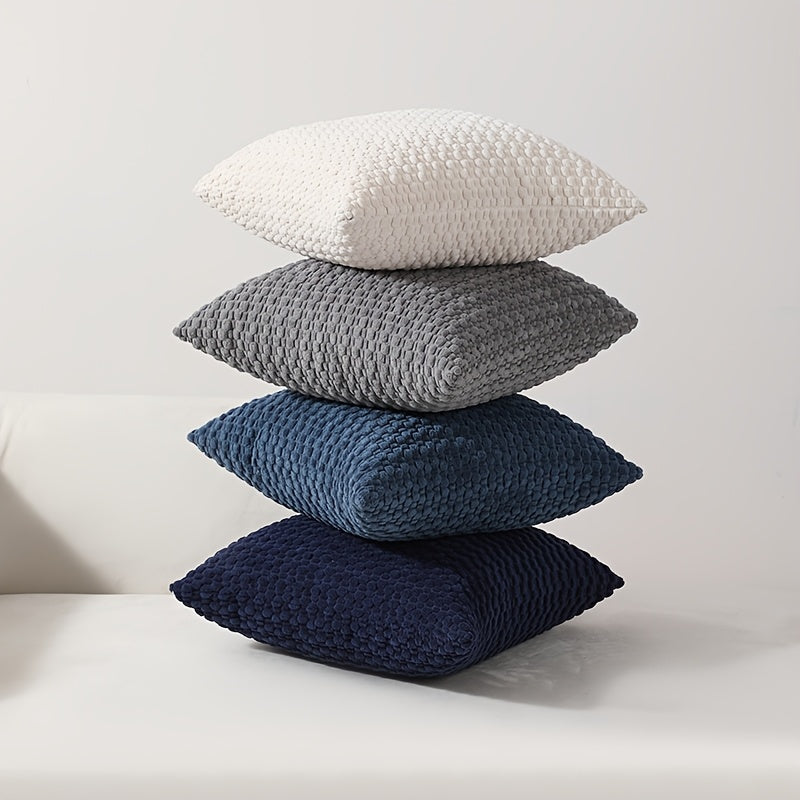 Velvet Cushion Covers – Set of 4 Soft Double-Sided Modern Throw Pillow Covers for Sofa, Couch, Bed & Chair, Machine Washable Decorative Pillowcases for Living Room & Bedroom