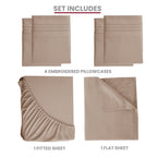 Brushed Microfiber Bed Sheet Set 6 Piece with Embroidered Pillowcases - Hotel Luxury Deep Pocket 16 Inch, Soft Breathable All Season, 24 Colors, Twin Twin XL Full Queen King Cal King