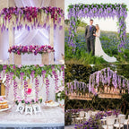 Artificial Wisteria Vine Garland 24 Pack 90 Feet Fake Hanging Flower String Purple Silk Floral Decor for Wedding Backdrop Party Ceiling Home Living Room Bedroom Outdoor Garden Boho Decor Bulk