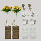 Sunflower Mason Jar Wall Lamp Set of 2 – DIY Artificial Flower Night Light Atmosphere Lamp for Party, Holiday & Home Decoration