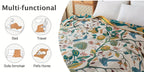 Boho Cotton Throw Blanket Twin Queen King – 100% Cotton Soft Luxury Reversible Quilt, Floral Lemon Print Farmhouse Bohemian Bed Blanket for All Seasons