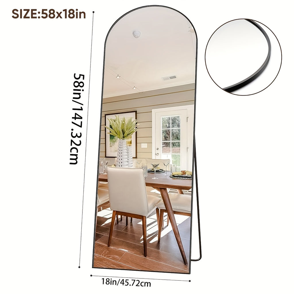 Full Length Floor Mirror Arched Freestanding Large Full Body Standing Mirror with Sturdy Base Polished Surface for Bedroom Living Room Bathroom Space Enhancing Home Decor