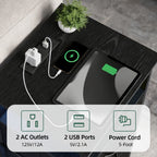 USB Charging Nightstand with 3 Drawers and Storage Shelf Side End Table Heavy Duty Night Stand for Bedroom Dorm Small Spaces USB Port and Power Outlet