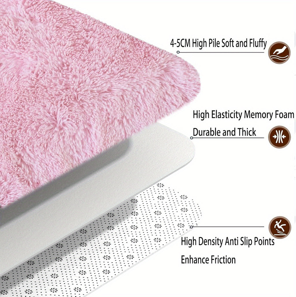 Pink Soft Shaggy Area Rug for Living Room & Bedroom - Fluffy Non-Slip Thickened Carpet for Bedroom, Dormitory & Home Decor, Moisture Resistant Easy Clean in 4x6, 5x8, 6x9, 8x10 Ft