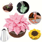 Russian Piping Tips Set 121PCS with 12 Flower Nozzles, Leaf Tips, Couplers & 100 Piping Bags – Complete Cake Decorating Kit for Cupcakes, Cookies & Holiday Baking, Beginner-Friendly Metal Icing Tips