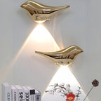 Motion Sensor Night Light 2-Pack Golden Bird Wall Lamp Rechargeable Magnetic Mount No Wiring 2-Color Modes for Bedroom Hallway Bathroom Living Room