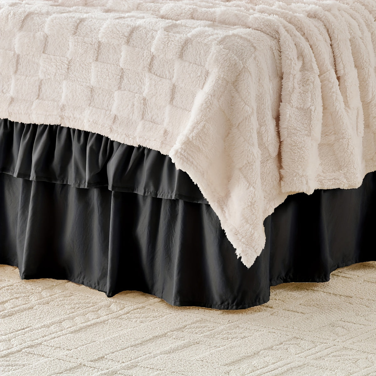 Dust Ruffle Bed Skirt 16 Inch Drop Elastic Wrap Around – Double Ruffle Easy Install Machine Washable, Twin Full Queen King CK, 10 Colors