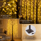 Willow Tree Floor Lamp LED Lighted Artificial Weeping Willow USB Powered Warm White Indoor Tree Light for Home Bedroom Living Room Mother's Day Decor