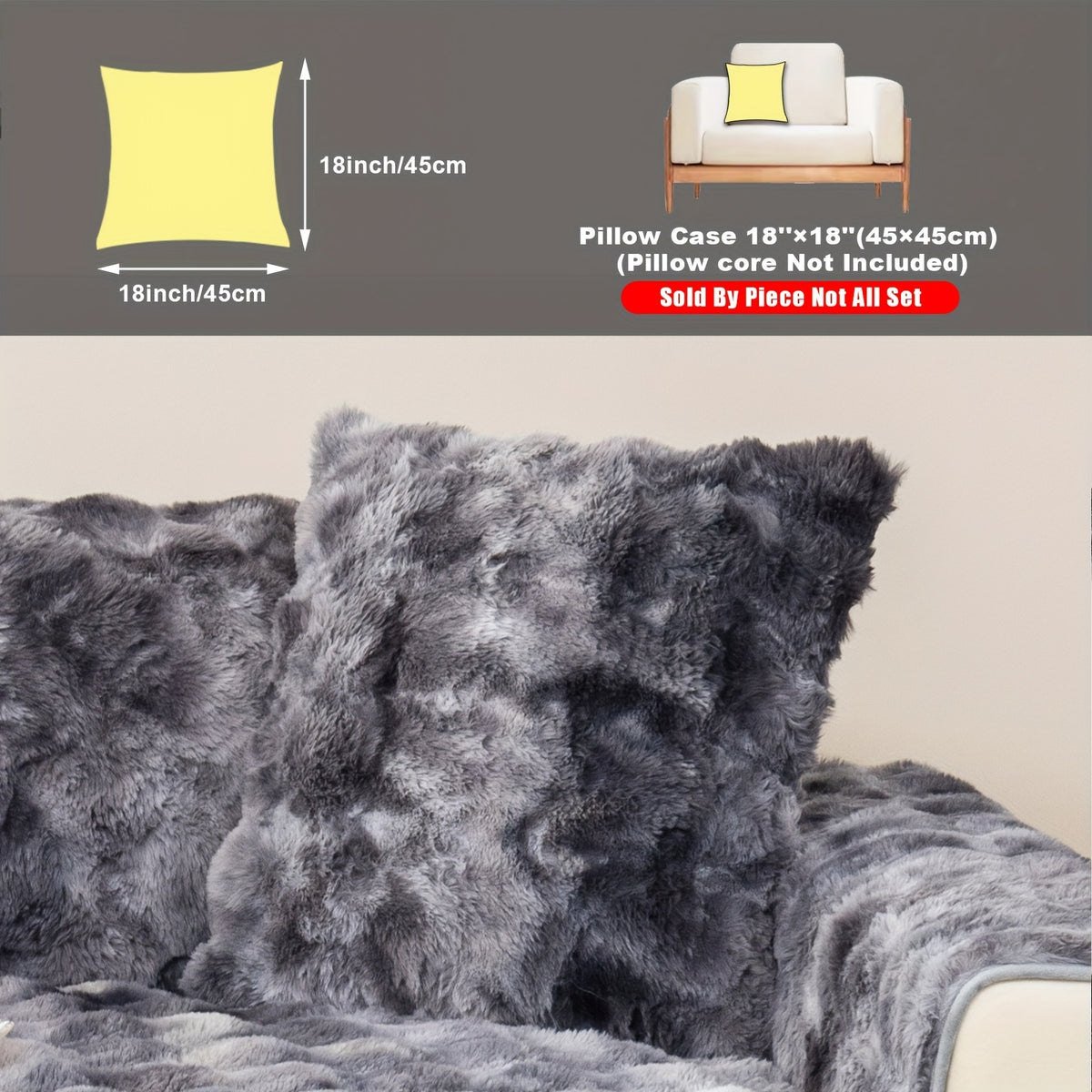 Faux Lamb Fluffy Sofa Cover Modern Gradient – Thick Plush Pet-Friendly Polyester Sofa Protector, Machine Washable 450-500g Fabric for Single, Double, Triple & Combination Sofas