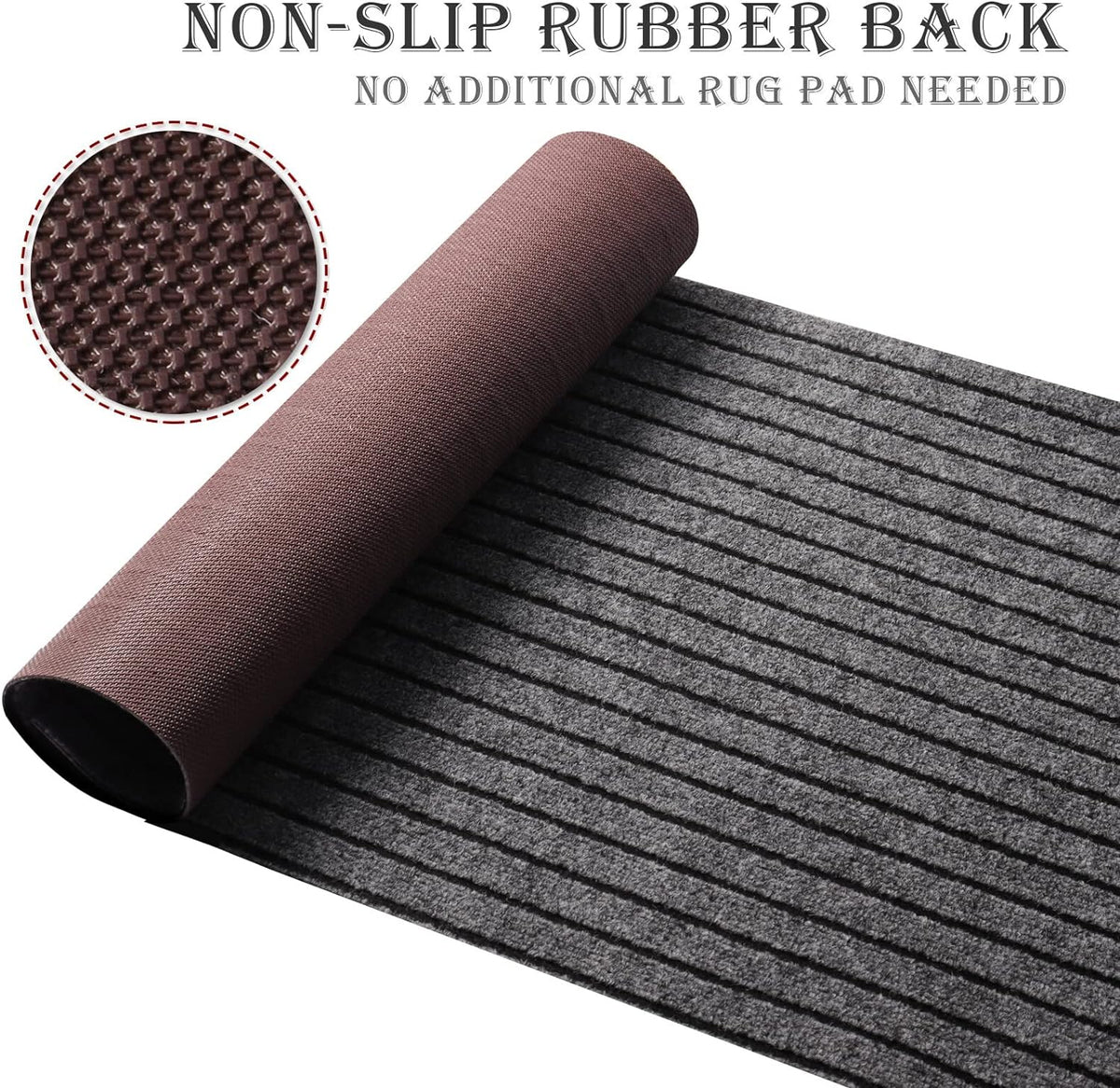 Runner Rug for Hallway Entryway Kitchen – Indoor Outdoor Non-Slip Rubber Backing, 200+ Custom Sizes, 8 Colors, Stain Resistant Low Pile Carpet Runner