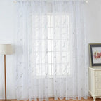 Marble Pattern Sheer Curtains Set of 2, Gold Silver Metallic Foil Semi-Sheer Rod Pocket Panels for Living Room Bedroom, 4 Sizes Available