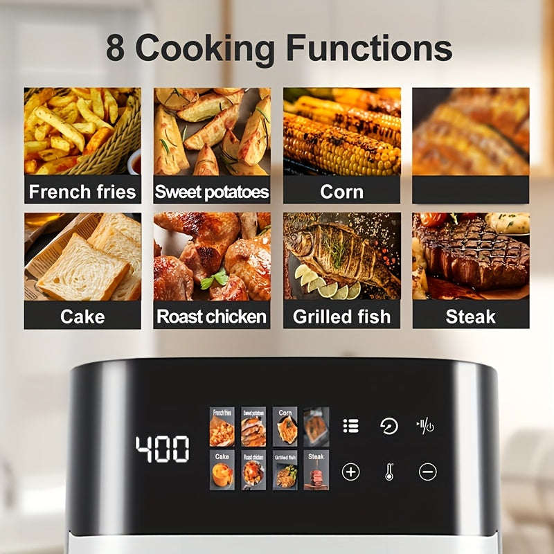 Large Capacity Air Fryer 6QT & 12QT with Visual Window Smart Auto-Cook Anti-Scald Handle for Chicken Fish and More