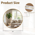 Round Wall Mirror 20 24 28 30 Inch – Circle Vanity Mirror for Bathroom, Bedroom & Living Room | Anti-Rust Modern Decor | Black & Gold