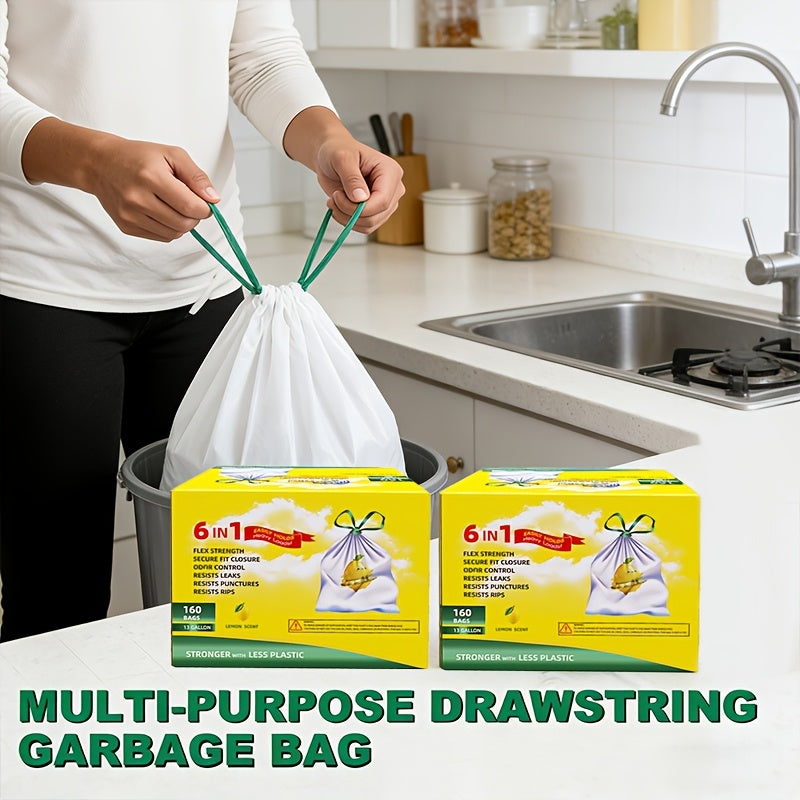 13 Gallon Trash Bags Heavy Duty Thickened Tear-Resistant Garbage Bags for Kitchen Office Bedroom Outdoor Courtyard 15kg Capacity 75 or 160 Count Multi-Purpose