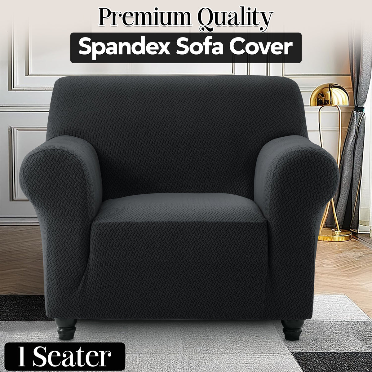 Plush Thick Spandex Sofa Cover Elastic Bottom – Soft Stretchable Couch Slipcover, Non-Slip, Machine Washable, 6 Colors, 2/3 Seater, Living Room Apartment Office Home Decor