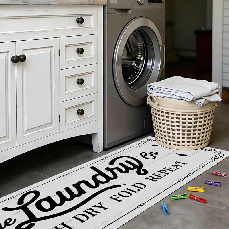 Non-Slip Runner Rug with Rubber Backing Machine Washable Floor Mat for Hallway Entryway Bathroom Laundry Room Rural Design 2 Sizes