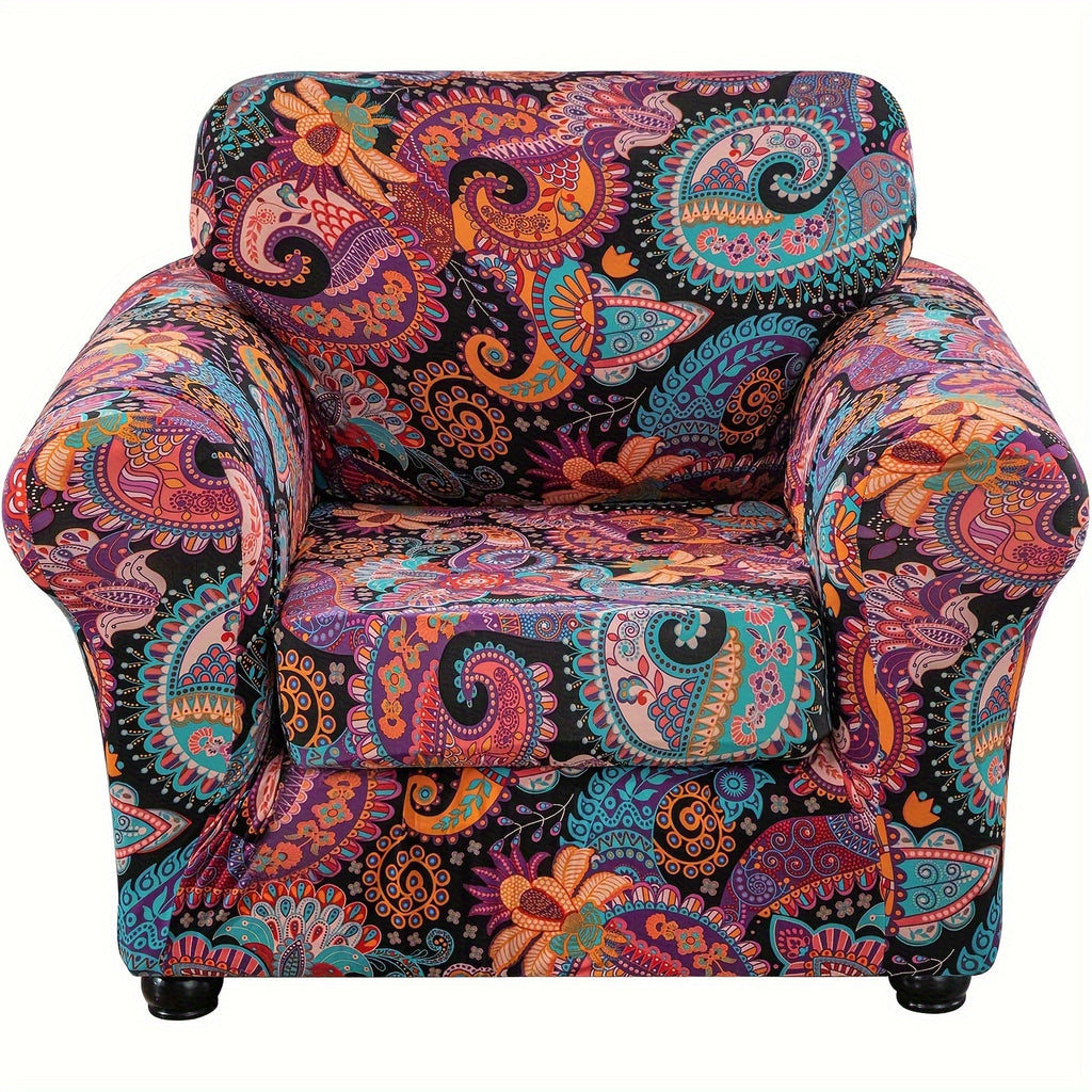 Boho Floral Sofa Slipcover Set with Separate Seat Cushion Covers – Washable Stretch Couch Cover for Armchair Loveseat Sofa, Drawstring Fit, Pet Friendly, 6 Colors