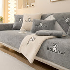 Cream Plush Sofa Slipcover Non-Slip – Thick Pet-Friendly Couch Protector Cover for 2 or 4 Seater Sofa, Living Room, Bedroom & Office Furniture