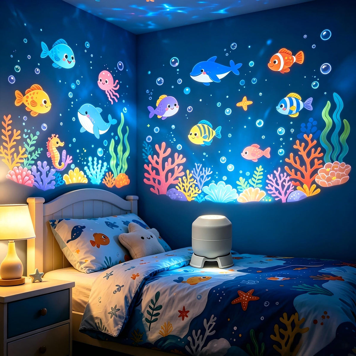 LED Ocean Night Light Projector with 360° Rotation – Dynamic Wave Projection, Soft Eye-Care Light, Sleep Aid Lamp for Bedroom, Living Room, Kids Room & Game Room – Portable Home Decor Gift