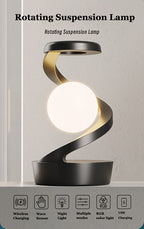 Floating Rotating Lamp with Wireless Charging, Color-Changing LED Table Lamp, Bedside Nightstand Lamp with Atmosphere Night Light – Home & Party Decor