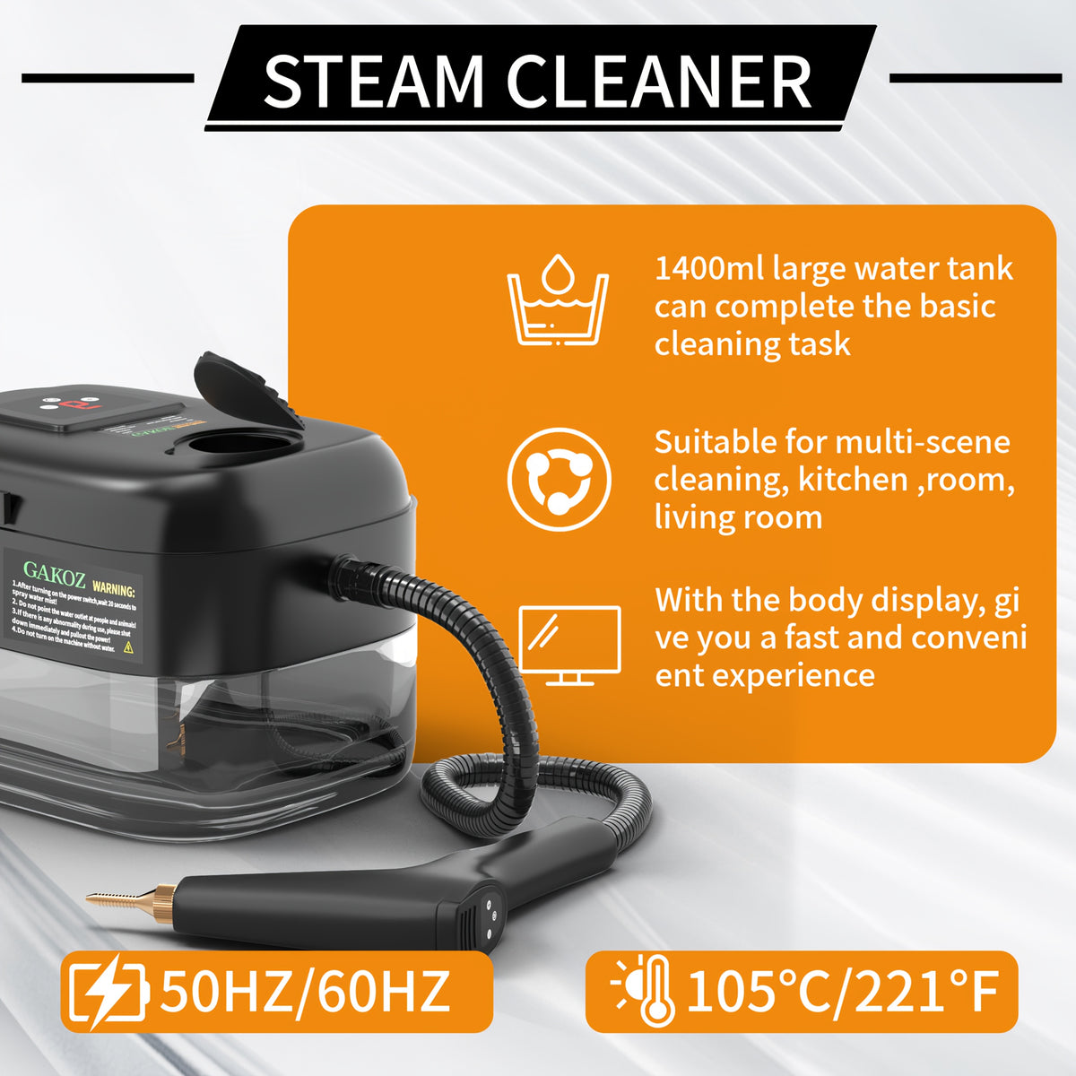 Steam Cleaner Multi-Model – High-Pressure Handheld with LCD Display, Gear Adjustment & 40oz Tank | One-Key, DMT02, D05 & XL Capacity CA02 for Kitchen, Carpet & Sofa