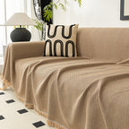 Herringbone Sofa Cover with Tassels – Washable Polyester Throw for 3-Seater, 4-Seater & Large Sofas | Grey, Coffee, Green