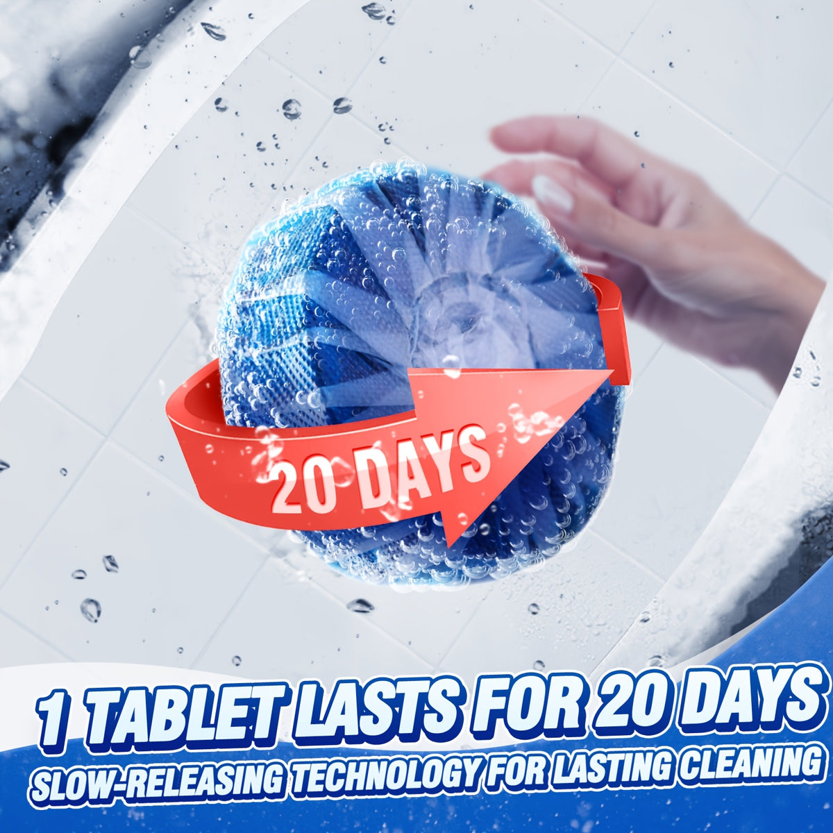 Blue Dissolve Toilet Tank Cleaning Tablets – 15-Day Long-Lasting Deodorizer, Stain Remover & Tank Cleaner | 20, 50 or 100 Count | Safe for Plastic & Porcelain