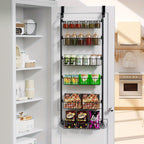 Over The Door Pantry Organizer Heavy Duty Metal – 6 or 8 Tier Door Mounted Storage Rack for Kitchen, Pantry & Spice Management, Holds 80 LBS