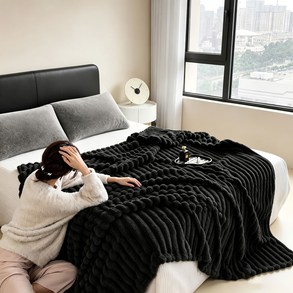 Soft Plush Throw Blanket – Thick Warm Fuzzy Cozy Blanket for Couch, Bed, Office & Travel | 4 Sizes, 4 Colors | Great for Gifts & Room Decor