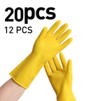 Heavy-Duty Latex Dishwashing Gloves Multi-Pack, Reusable Bright Yellow Rubber Cleaning Gloves S M L for Home Kitchen Restaurant & Commercial Use, 12 or 20 Pairs