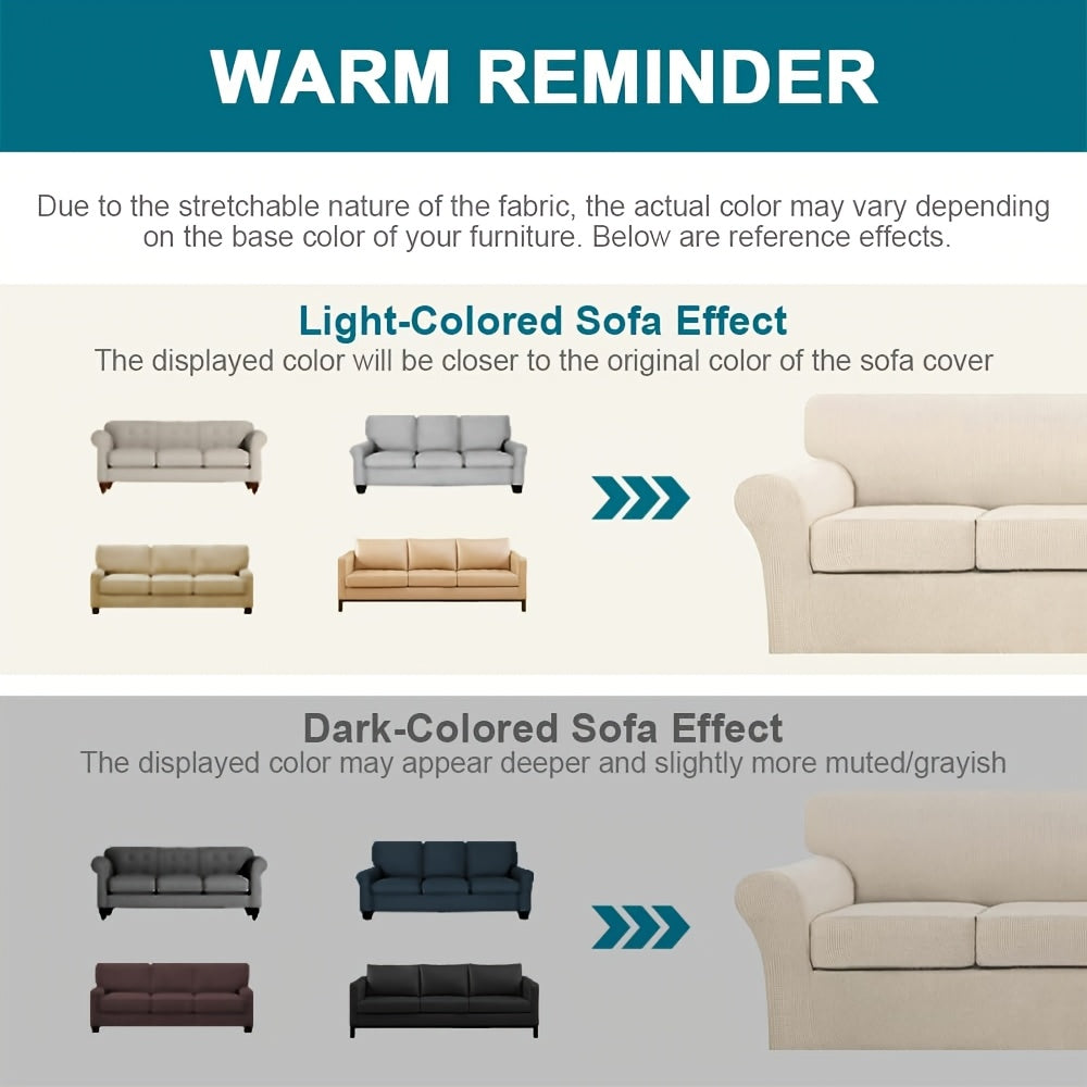Grid Pattern Elastic Sofa Cover – Anti-Slip Full Coverage Stretchable Sofa Protector Machine Washable Classic Design for Living Room Bedroom Office