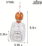 Mini Liquor Bottle Cups with Straw 12.68oz – Reusable Clear Plastic Tequila Bottles for Champagne, Wine & Cocktails | Party Favors & Wedding Drinkware