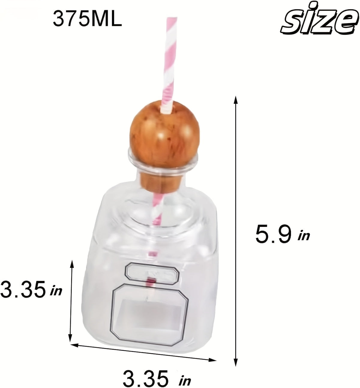 Mini Liquor Bottle Cups with Straw 12.68oz – Reusable Clear Plastic Tequila Bottles for Champagne, Wine & Cocktails | Party Favors & Wedding Drinkware