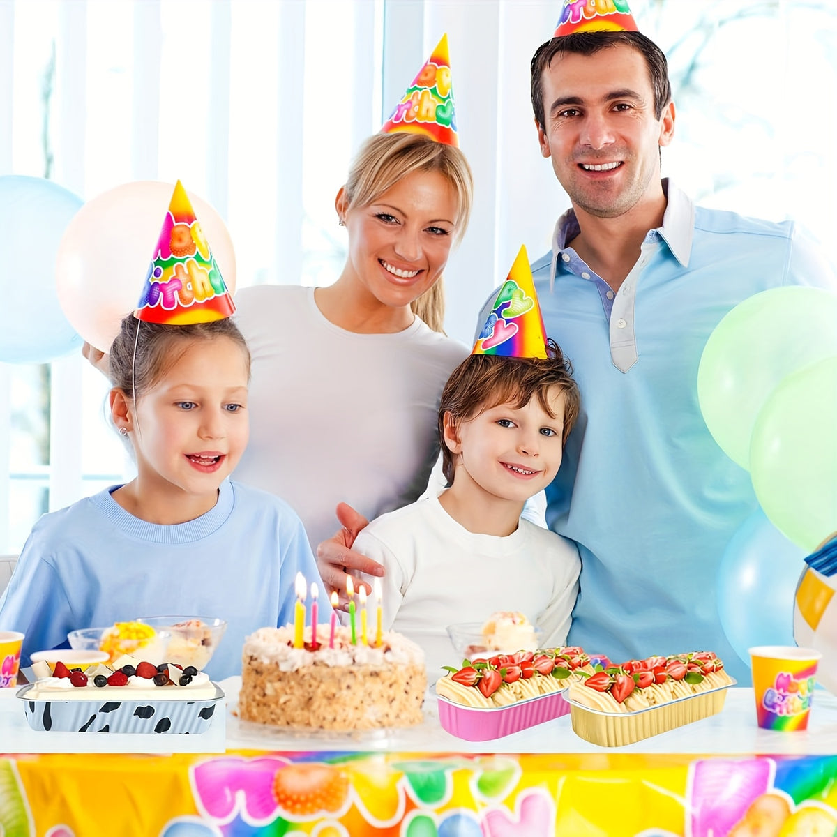 Disposable Mini Cake Boxes 30pcs with Lids & Spoons - Aluminum Foil Baking Cups for Cheesecakes, Custards & Desserts, Party Favor Containers in 5 Colors