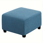 Stretch Ottoman Footstool Cover Elastic Square Slipcover – Grip Polyester Stretch Protector with Elastic-Band Closure, Machine Washable Footstool Cover for Home & Office, 1pc