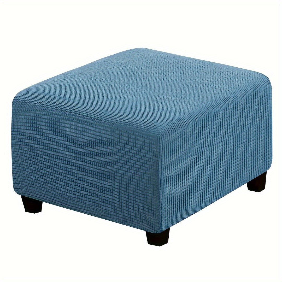 Stretch Ottoman Footstool Cover Elastic Square Slipcover – Grip Polyester Stretch Protector with Elastic-Band Closure, Machine Washable Footstool Cover for Home & Office, 1pc