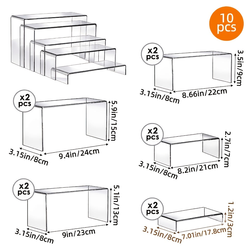 Clear Acrylic Risers for Display, Multi-Pack Riser Display Stands for Funko Pop Figures, Cupcakes, Jewelry & Perfume – Multiple Sizes & Quantities for Home, Halloween & Christmas Decor