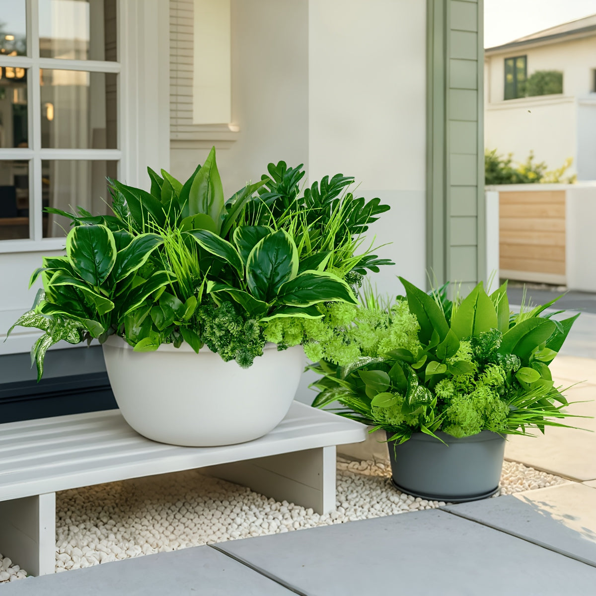 Artificial Boxwood Stems Set of 9 UV Protected Faux Greenery – Indoor Outdoor Fake Plants for Hanging Garden Porch Window Box Wedding Farmhouse Decor