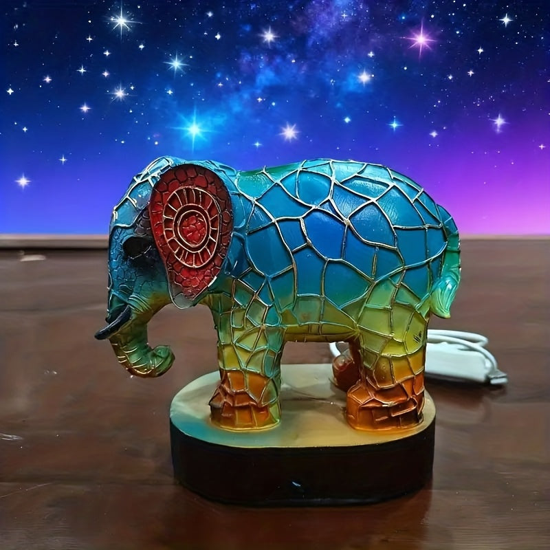 3D Elephant Night Light Retro Bohemian Animal Lamp, USB Powered Desk & Bedside Light – Home Decor Gift for Elephant Lovers