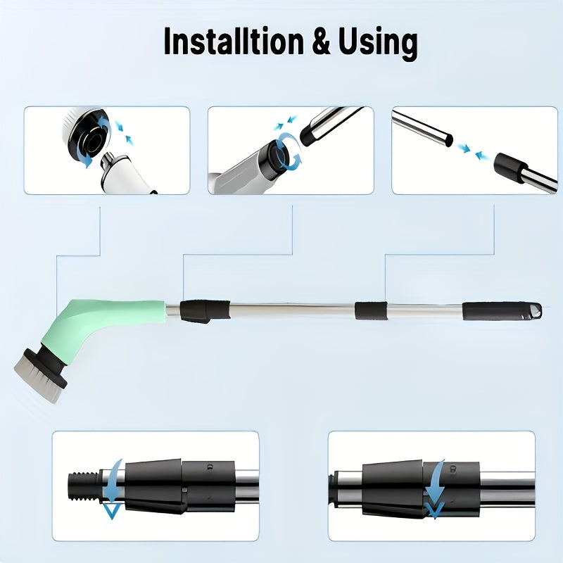 Electric Scrubber Brush with 9 Brush Heads 5 Speeds & 3 Extendable Handles - Power Cleaning Brush for Bathroom, Kitchen, Tiles, Floors & Carpets