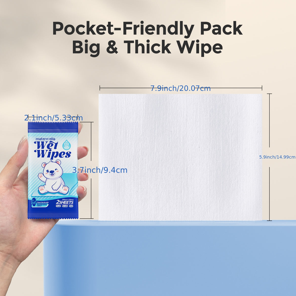 Flushable Wet Wipes with Probiotics Fragrance Free Sewer Safe Soft Thick Plant-Based Disposable Wipes for Personal Care Incontinence Travel Camping Available in Multiple Pack Sizes