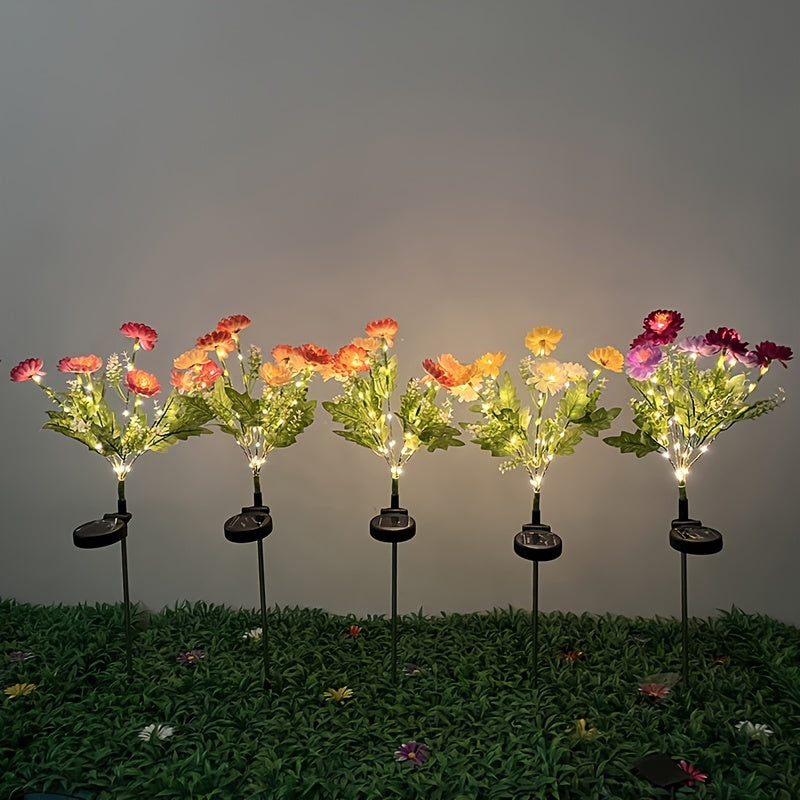 Solar Snow Lotus Flower Lights Set of 5 – Waterproof Outdoor Solar Garden Lights, Ambient Stake Lights for Lawn, Garden, Pathway & Courtyard, Warm Romantic Holiday Decor Gift