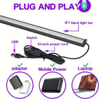 Black Light Bar 10W 1ft LED UV Blacklight Strip Lights – Magnetic Mount for Glow Party, Tapestry, Poster, Body Paint, Cabinet & Display – 2 to 14 Pack