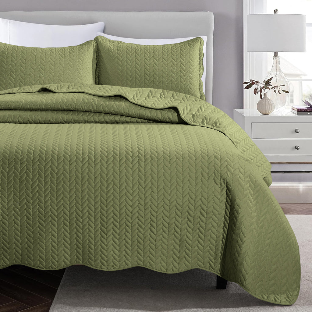 Microfiber Quilt Bedspread Set All Season Lightweight – Soft Breathable Quilted Coverlet Twin Full Queen King 16 Colors Machine Washable