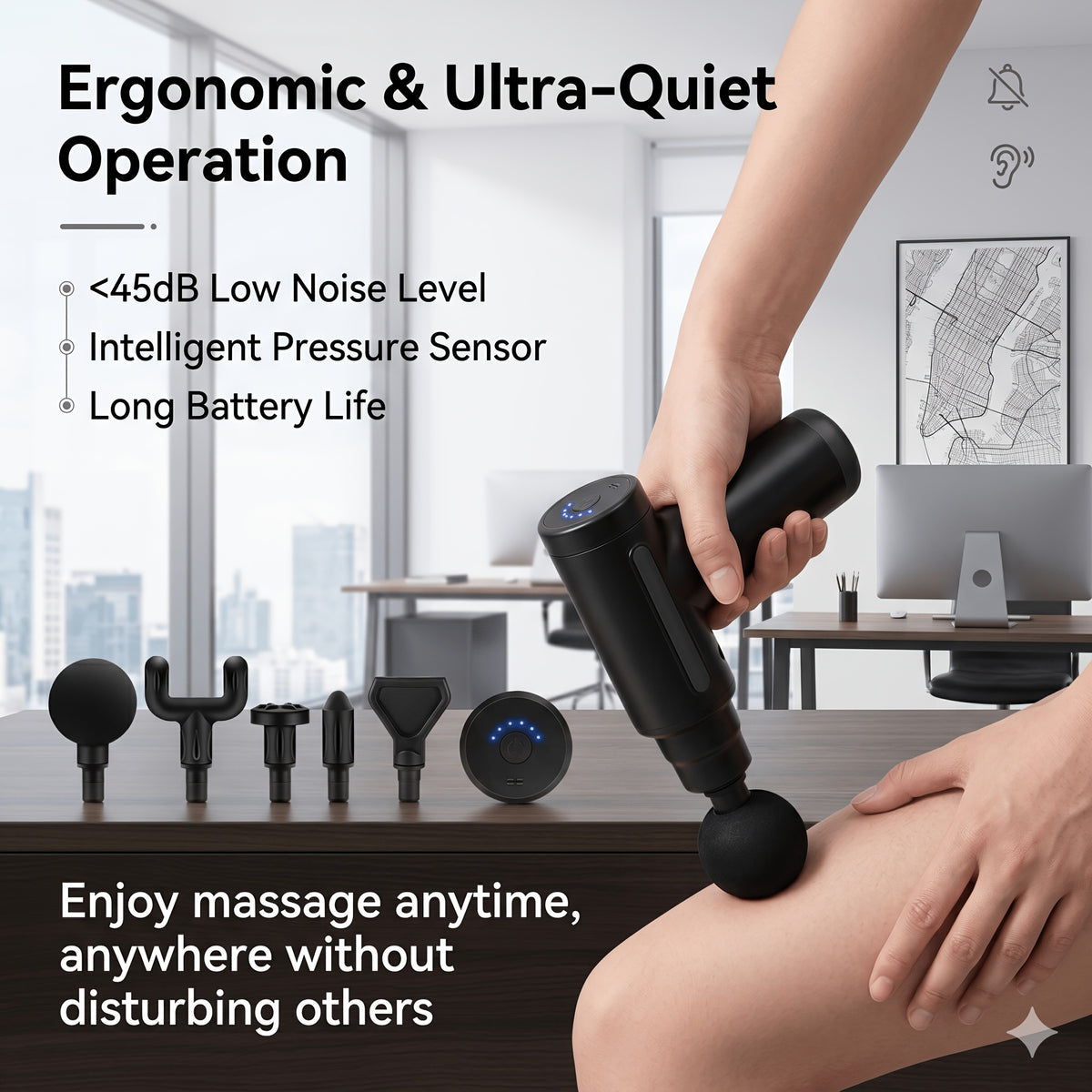 Mini Massage Gun LED Touch Screen 6 Massage Heads Ultra-Quiet Brushless Motor Portable Handheld Muscle Massager for Sports Fitness Recovery Black Gray Red