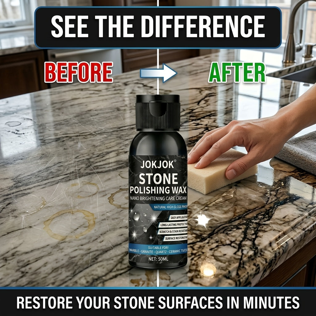 Floor Polishing Wax Paste for Marble Granite Quartz Ceramic Tile | Nano Brightening High Gloss Finish, Scratch Repair & Stain Protection, Long-Lasting Stone Care Polish for Home Floors