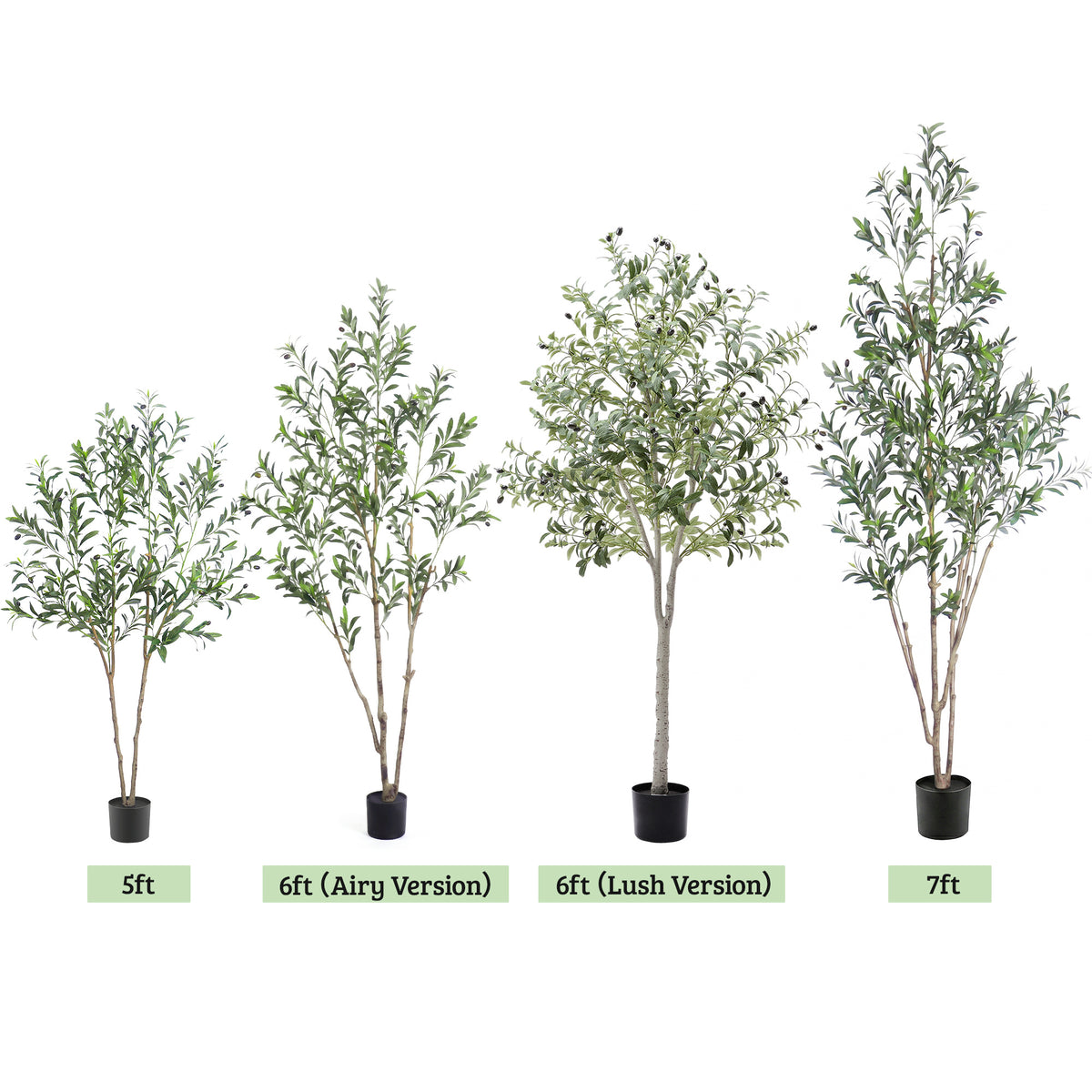 Tall Artificial Olive Tree 5/6/7FT Thick Trunk Indoor Faux Olive Plant with Lush Leaves & Berries for Living Room, Kitchen & Home Decor, Spring Summer Decoration